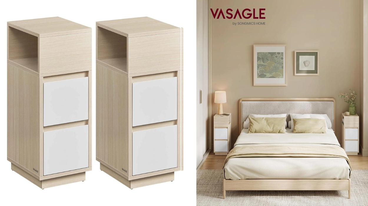 Aprovecha el espacio de tu dormitorio al máximo con las mesitas de noche estrechas Vasagle Kailyn por sólo 59,49€ con envío gratis (-41%)