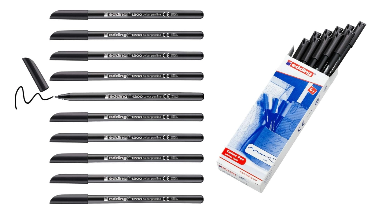 Pack x12 rotuladores Edding 1200 de punta fina y tinta duradera por sólo 4,98€ (-64%)
