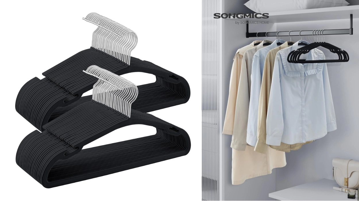 50 perchas Songmics de terciopelo antideslizantes y compactas por sólo 13,49€ (-25%)