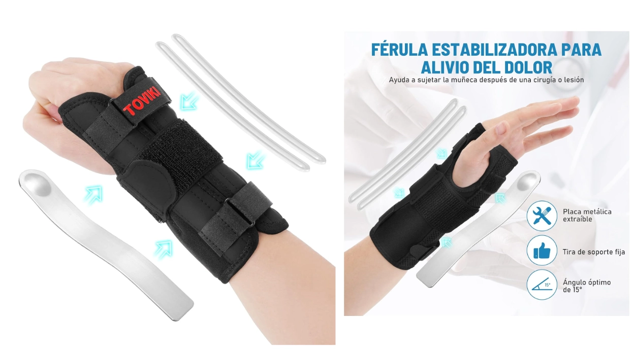 Alivia el dolor del túnel carpiano: muñequera Toviki ajustable para mayor soporte por sólo 5,41€ (-46%)