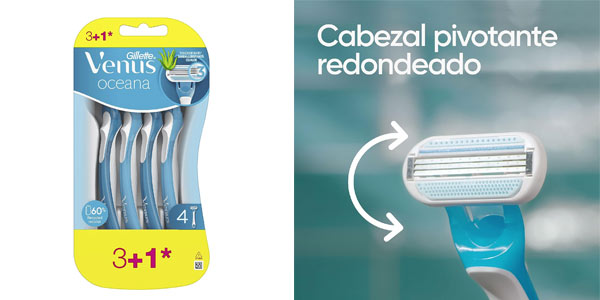 Chollo Pack 4 Maquinillas desechables Gillette Venus Oceana por sólo 4,99€ (-29%) ¡1,25€ cada una!