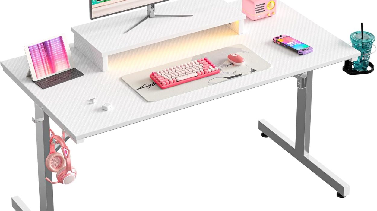 Chollo Escritorio compacto y regulable Bestier con LEDs ideal para gaming, estudiar o trabajar por sólo 51,43€ con envío gratis (-21%)