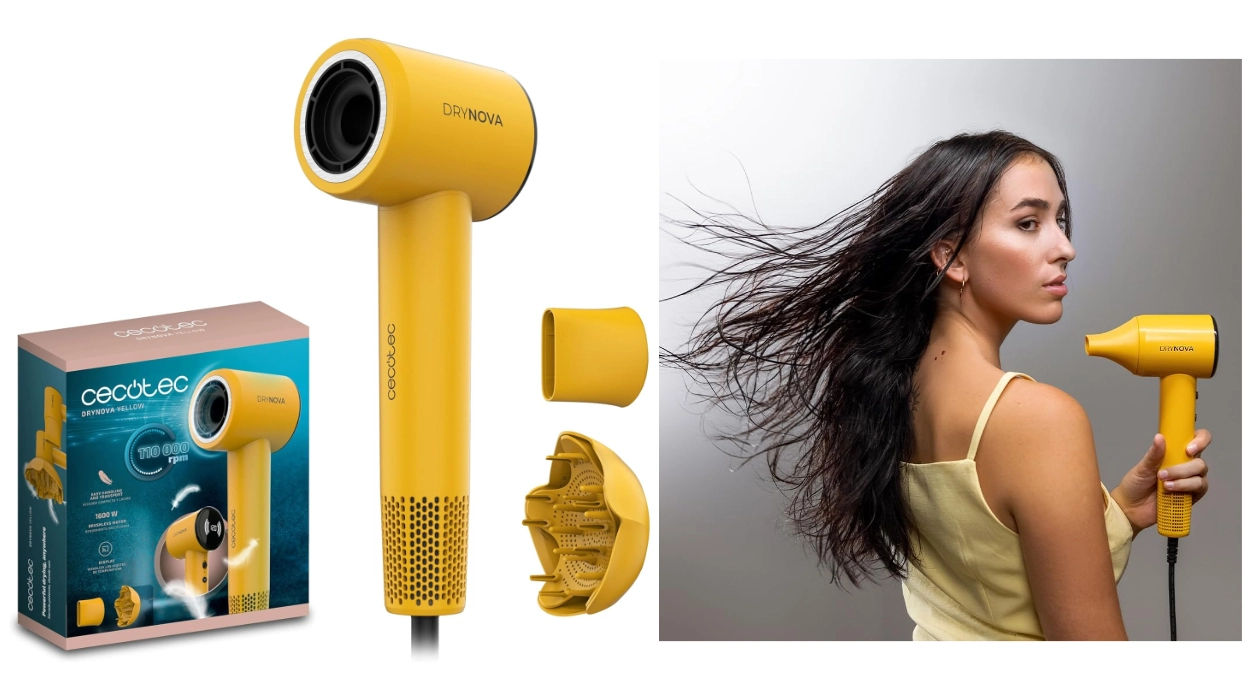 Reduce el frizz con este secador Cecotec DryNova Yellow Sun iónico compacto por sólo 19,77€ (-43%)