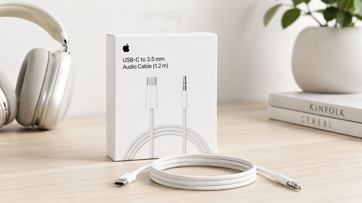 Conecta y escucha con el cable Apple USB-C a toma de audio 3,5 mm de 1,2 m por sólo 16,65€ (-63%)