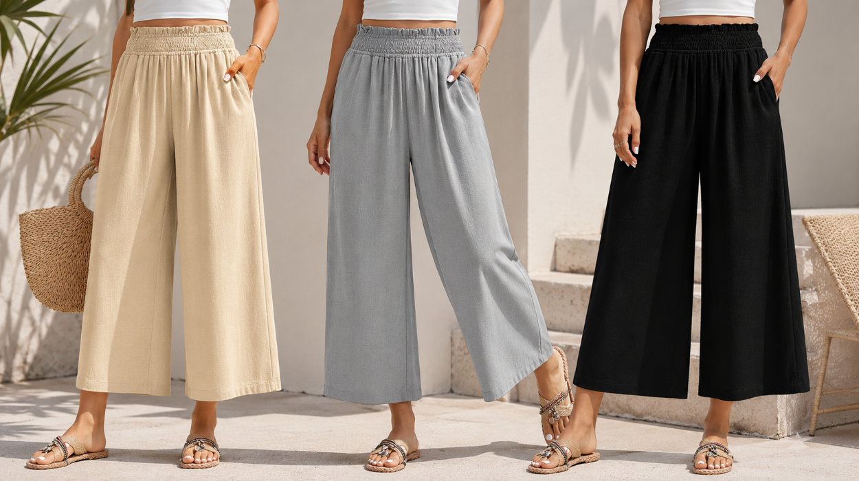 A la moda y frescos: pantalones de lino con cintura elástica y bolsillos para mujer por sólo 19,80€ (-14%)