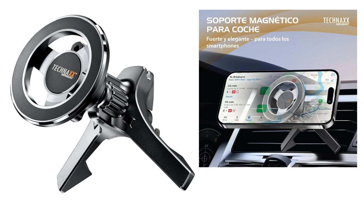 Soporte magnético para coche Technaxx TX-304 compatible con iPhone y rotación 360° por sólo 7,99€ (-38%)