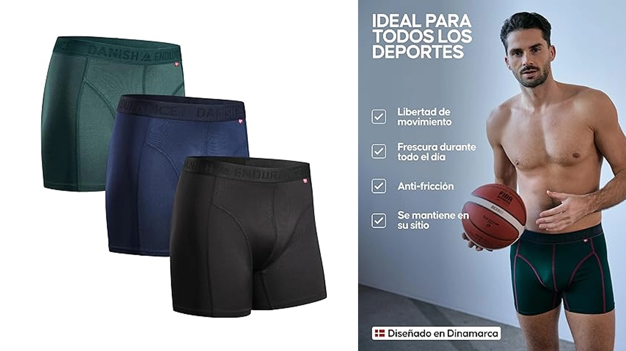 Chollo Pack x3 Bóxers Danish Endurance de algodón elástico premium por sólo 18,95€ (-55%)