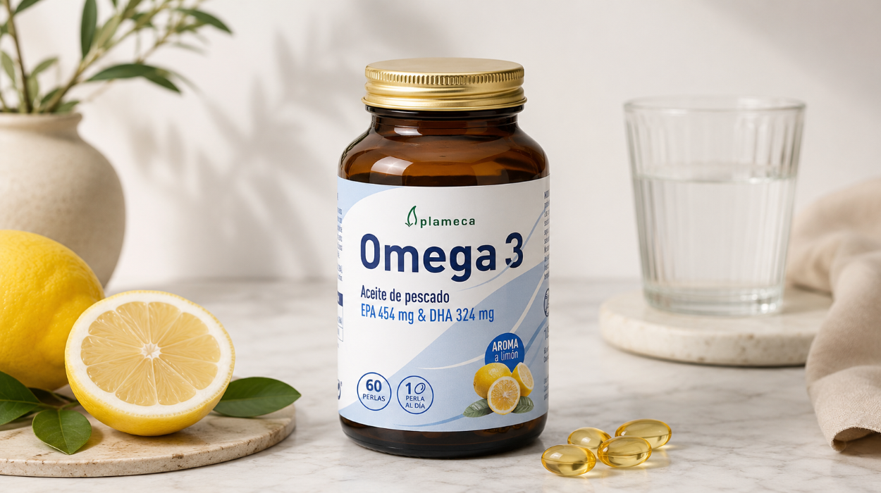 Omega 3 de Plameca con 1298 mg de aceite de pescado sabor limón en 60 cápsulas por sólo 19,28€ (-41%)
