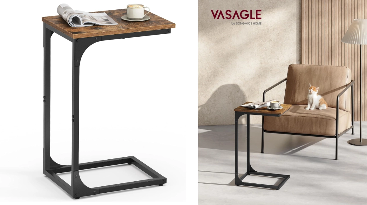Mesa auxiliar Vasagle con diseño en C ideal para sofá y cama por sólo 18,54€ (-29%)