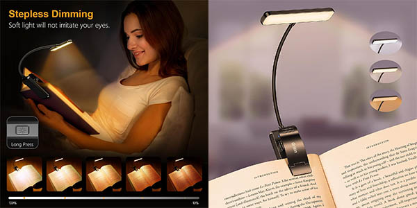 Chollo Lámpara LED Gritin para lectura con pinza de sujeción y 3 modos de iluminación por sólo 11,60€ (-34%)
