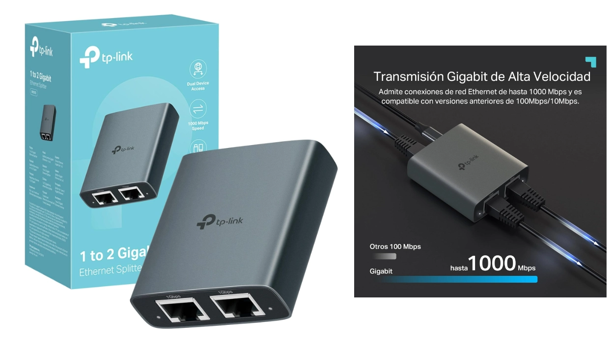 Chollo Switch Ethernet TP-Link EH210 de 1 a 2 puertos RJ45, gigabit hasta 1000 Mbps por sólo 10,99€ (44% de descuento)