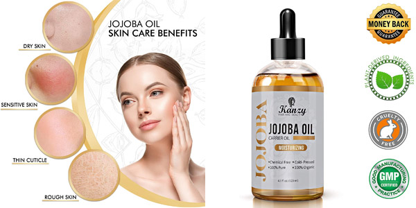 Chollo Aceite de Jojoba Bio Kanzy 100% Puro de 120 ml por sólo 8,57€ (39% de descuento)