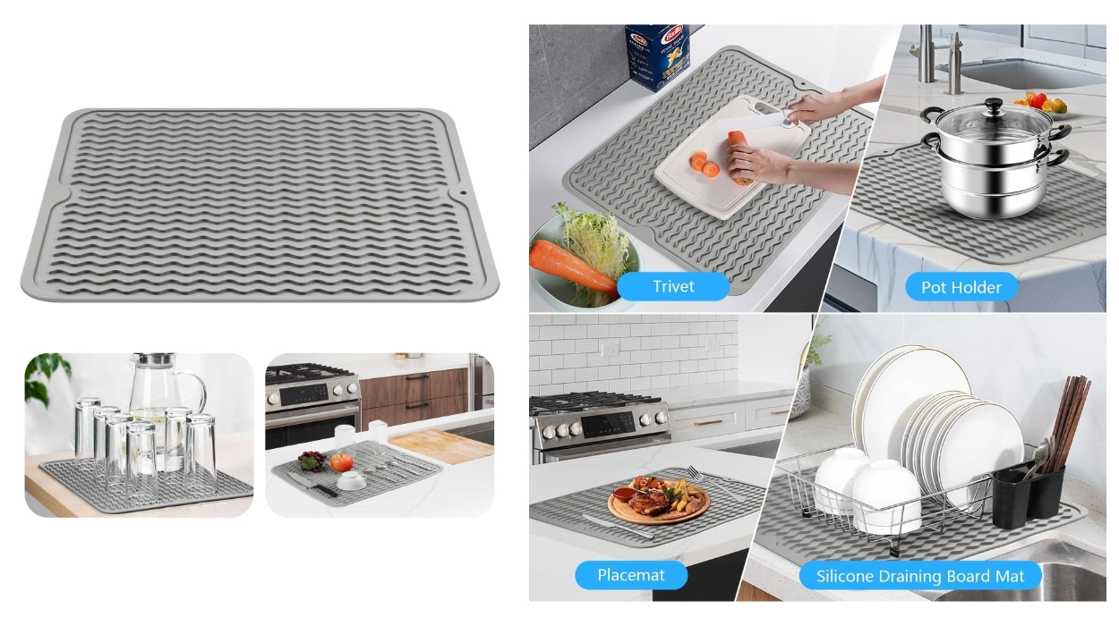 Alfombrilla escurreplatos de silicona Osdue plegable y resistente al calor por sólo 8,11€ (-38%)