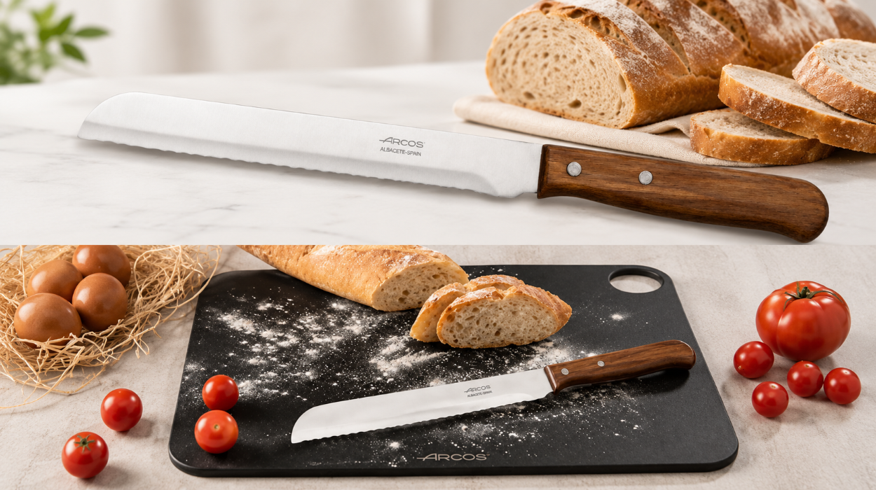 Cuchillo panadero Arcos Serie Latina con hoja serrada de 170 mm y mango de madera por sólo 4,54€ (-23%)