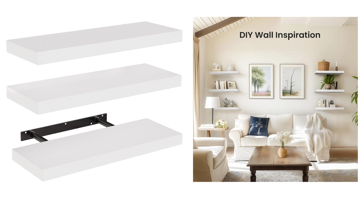 Pack x3 estantes flotantes de pared con soportes invisibles por sólo 14,84€ con cupón (-48%)