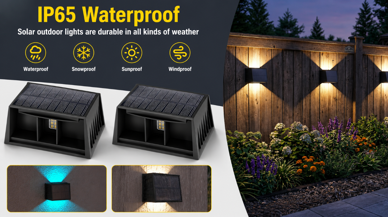 Chollo Pack x2 apliques solares de pared T-SUN RGB para exterior, ajustables y con 8 colores por sólo 11,99€ con descuento (-50%)