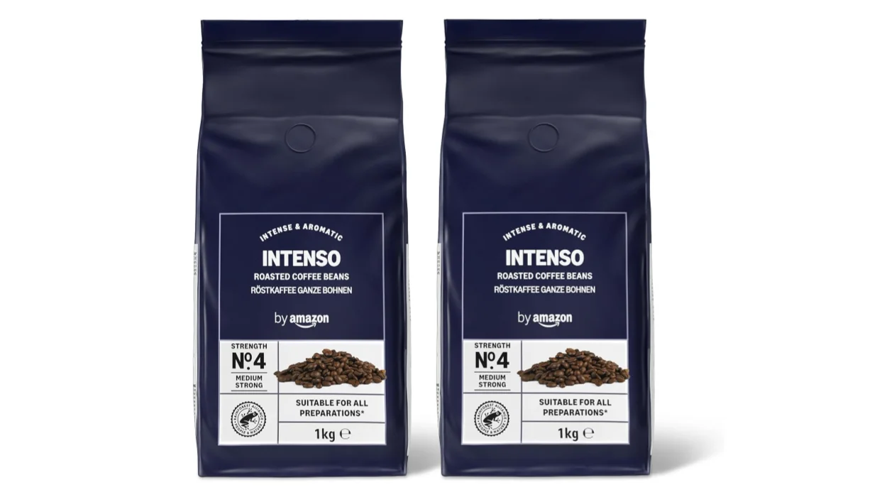 Chollo Pack x2 Café en grano tostado Amazon Solimo intenso de 1 kg/ud por sólo 20,54€ (-31%)
