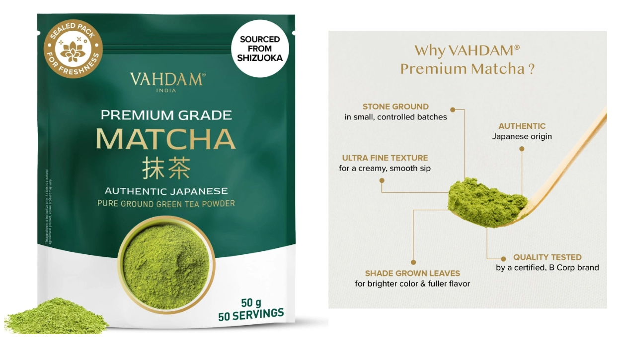 Ojo, que engancha: Vahdam matcha premium, té verde japonés de Shizuoka para 50 tazas, con buen sabor y textura cremosa por sólo 7,60€ (24% de descuento)