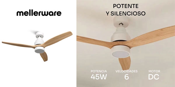 Chollo Ventilador de techo Mellerware Brizy Bright con luz LED por sólo 77,99€ y envío gratis con cupón (-65%)