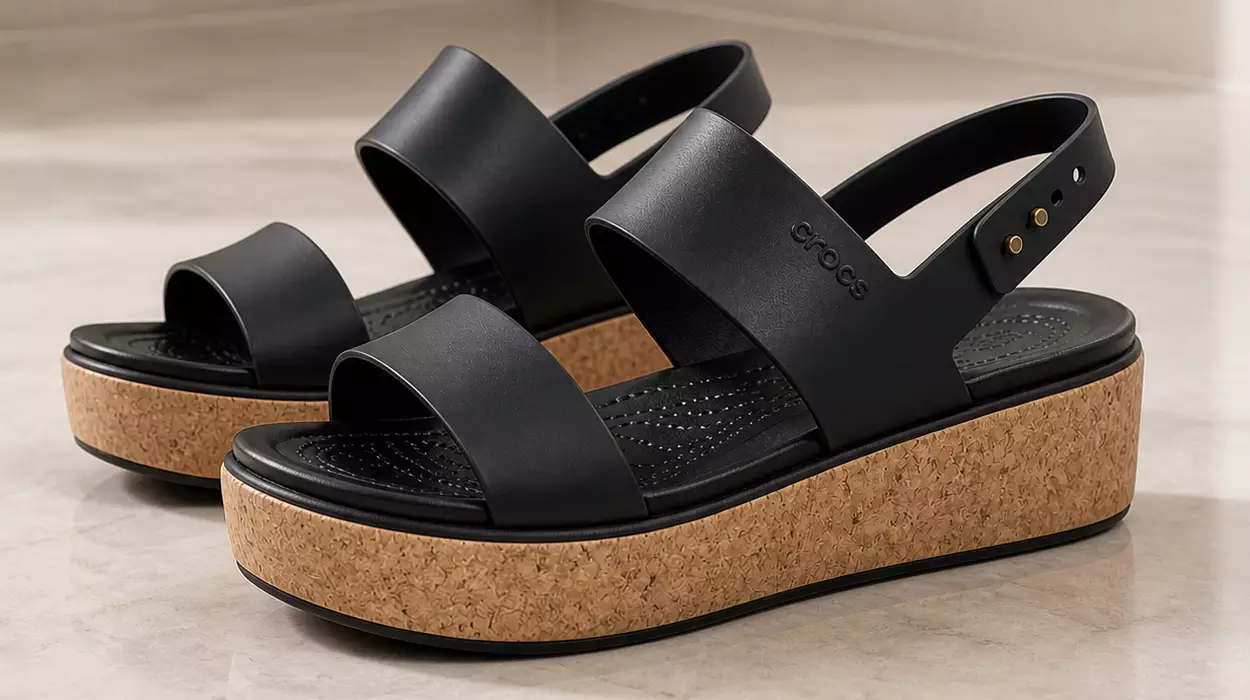 Las sandalias Crocs Brooklyn Cork Low Wedge con cuña baja cómoda, ligeras y de diseño que encaja con todo, hoy al -50%