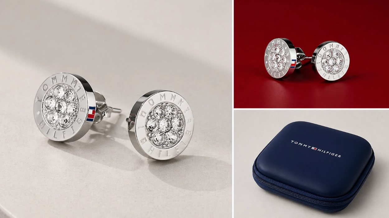 Chollo Pendientes de botón Tommy Hilfiger con cristales por sólo 27,99€ (33% de descuento)