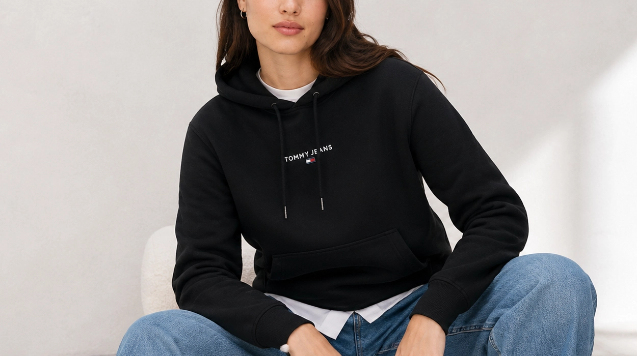 Chollo Sudadera Tommy Jeans Linear con capucha para mujer por sólo 35,95€ con envío gratis (60% de descuento)