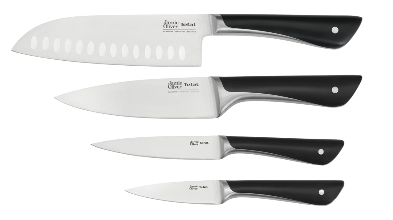 Sube de nivel en la cocina con este exclusivo juego de 4 cuchillos Tefal Jamie Oliver para cortarlo todo, por sólo 38,64€ (-48%)