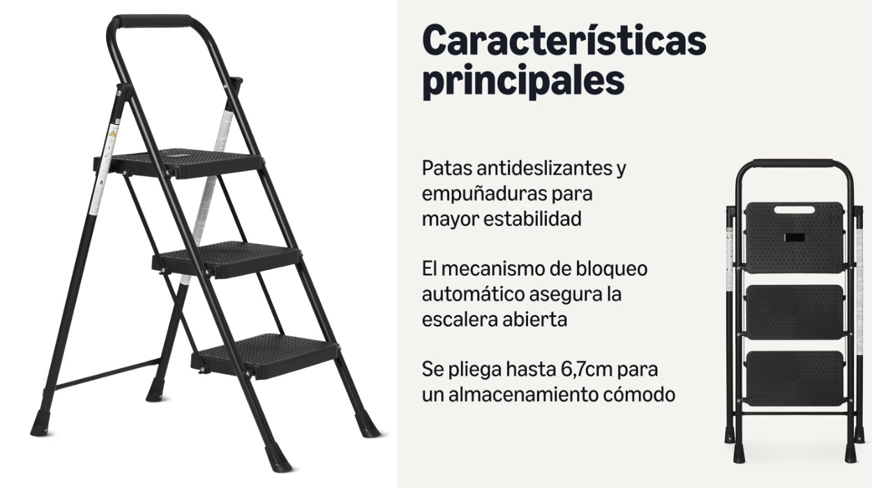 ¿Necesitas llegar más alto? La escalera plegable de Amazon Basics es tu solución segura y compacta por menos de 30€ (-20%)