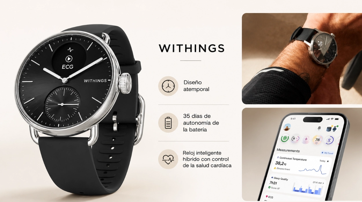 Un smartwatch que no lo parece: Withings ScanWatch 2 con ECG, SpO2 y seguimiento de salud con diseño clásico y 35 días de autonomía por sólo 299,95€ (-23%)