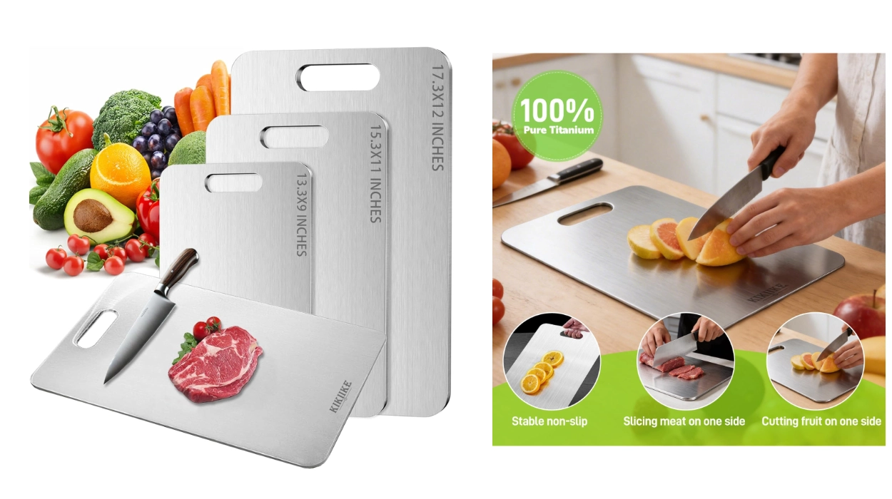 Cocina organizada y limpia con este kit de tablas de cortar de titanio, resistentes y aptas para lavavajillas por sólo 26,59€ (19% de descuento)