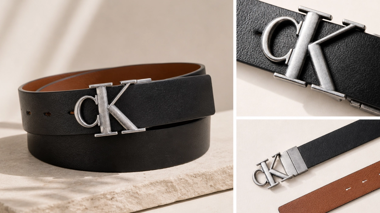 Chollo Cinturón reversible Calvin Klein CK Buckle Tumbled para hombre por sólo 24,30€ (65% de descuento)