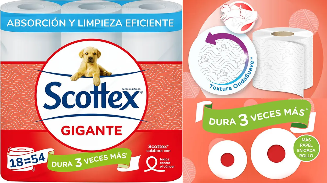 Chollo x36 rollos de Papel Higiénico Scottex Gigante por sólo 20,79€ con descuento al tramitar (-35%)