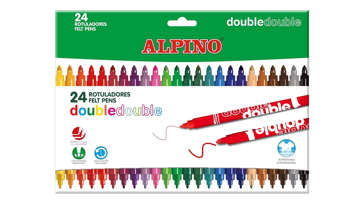 Chollo Caja de 24 rotuladores Alpino Double Double por sólo 4,44€ (-43%)