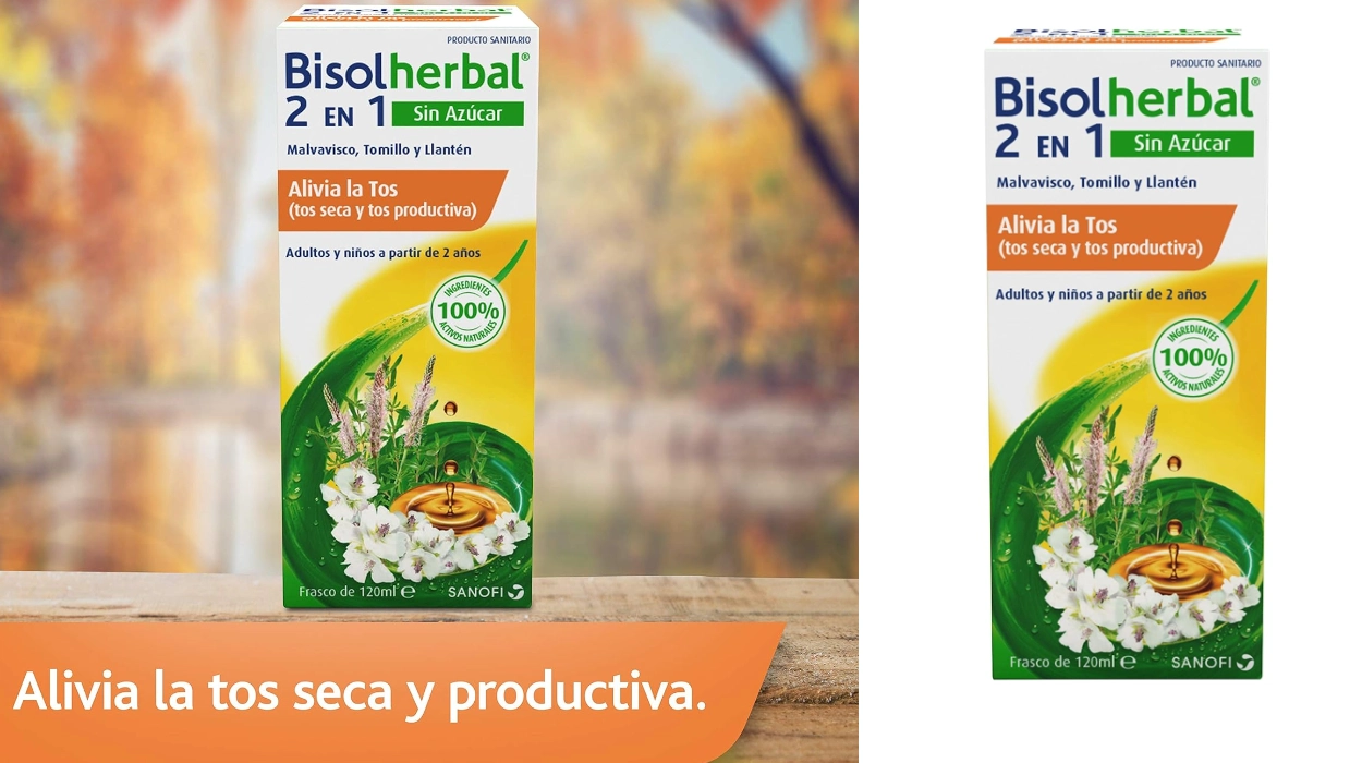 Alivio práctico para los dos tipos de tos: jarabe Bisolherbal 2 en 1 para tos seca y productiva sin azúcar de 120 ml por sólo 9,20€ (30% de descuento)