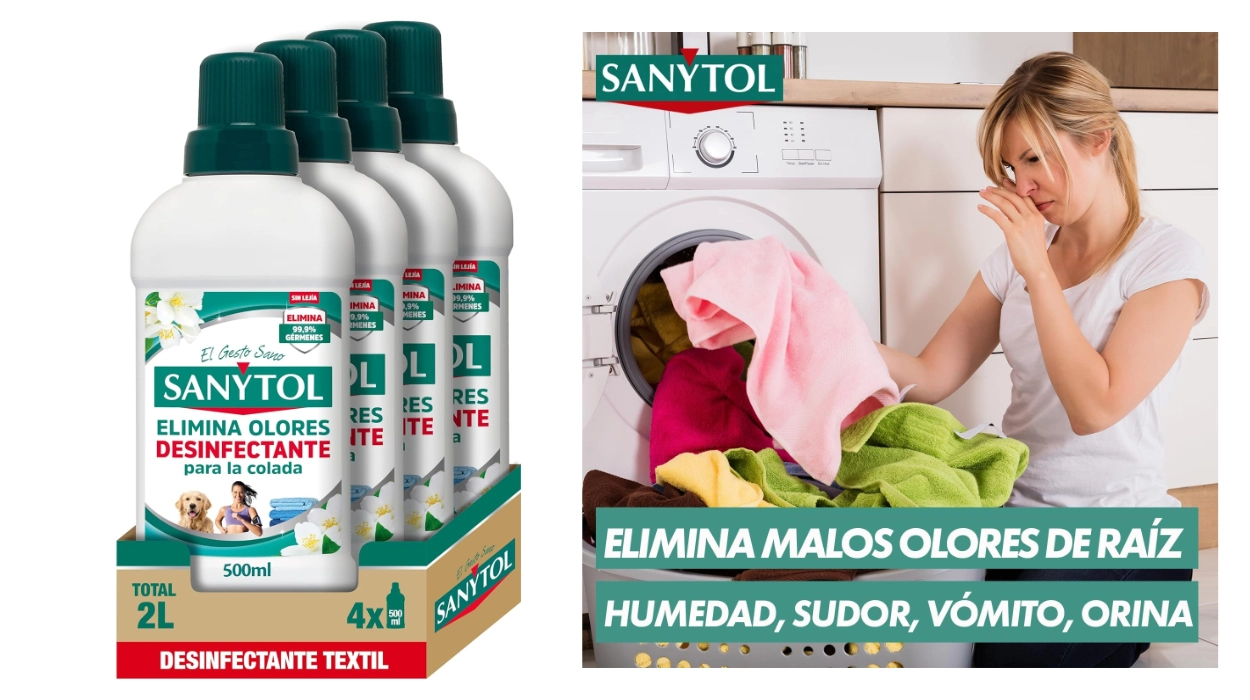 Chollo Pack x4 Desinfectante Sanytol Textil para la colada de 500 ml por sólo 9,88€ con cupón (-31%) ¡Sólo 2,47€ cada uno!