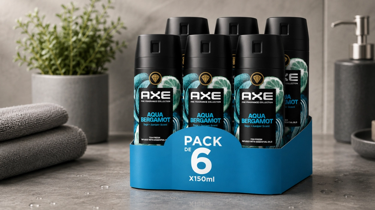 Pack x6 Desodorante Axe Aqua Bergamot: frescor premium en pack ahorro por sólo 16,44€ (-49%)