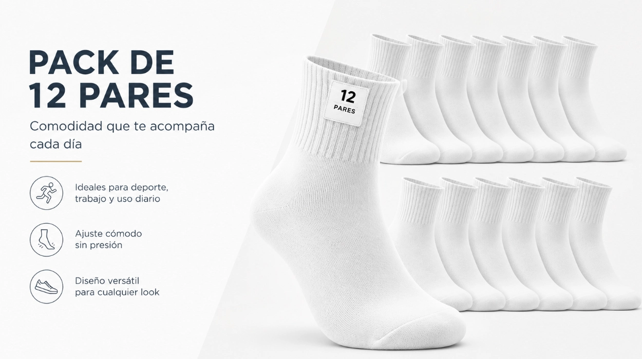 Llévate 12 pares de calcetines deportivos de caña media sencillos y resistentes a sólo 1,06€ el par