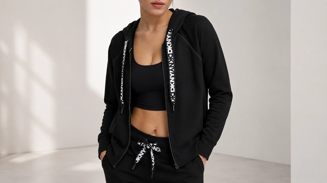 Chollo Sudadera DKNY Logo Drawstring Full Zip para mujer por sólo 43,95€ con envío gratis (44% de descuento)