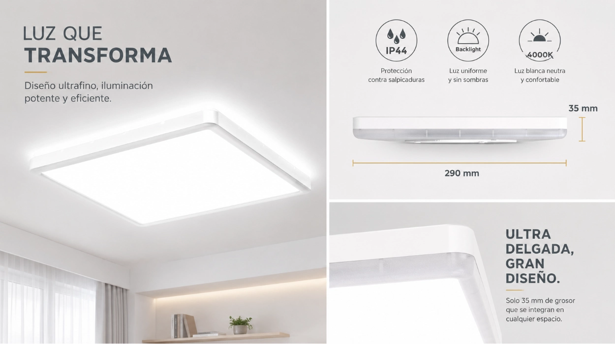 Lámpara de techo LED B.K.Licht: diseño ultraplano, luz indirecta y brillo potente por sólo 12,99€ (63% de descuento)