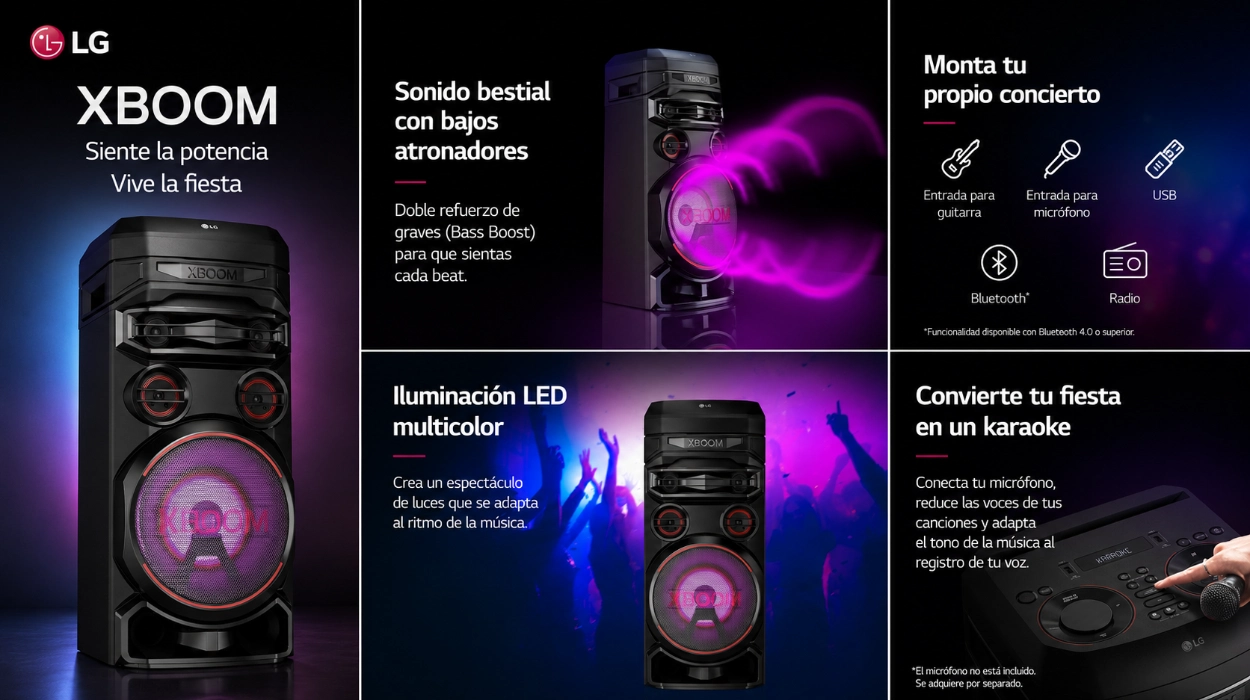 Monta una fiesta épica con el LG XBOOM RNC7: altavoz con funciones DJ, luces LED y entrada para micrófono por sólo 149€ (-57%)