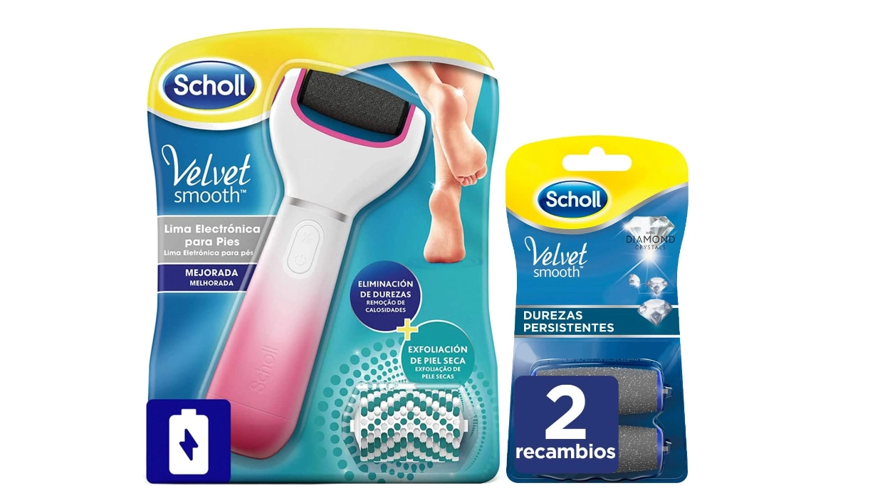 Pies suaves al instante el pack de lima eléctrica Scholl Velvet Smooth con 2 recambios por sólo 27,16€ (-43%)
