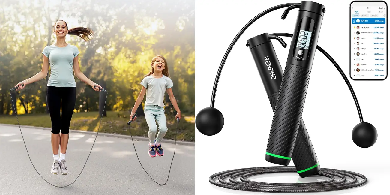 Ponte en forma por muy poco con esta cuerda para saltar inteligente que registra tus saltos y calorías (-59%)