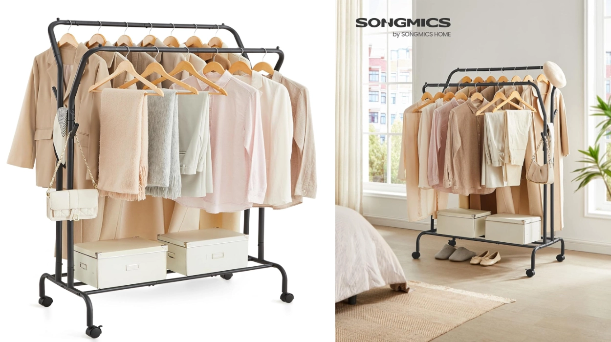 Ropa organizada y secado rápido: burro Songmics móvil, robusto y fácil de montar por sólo 21,59€ (-20%)