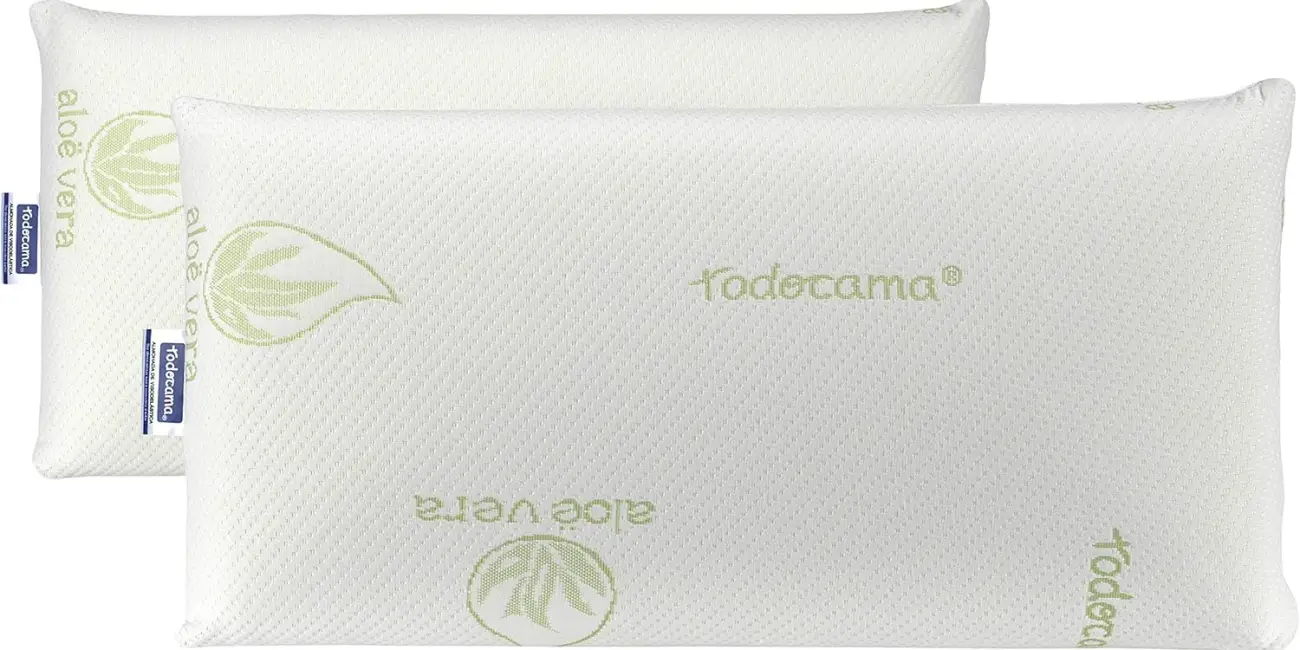Pack de 2 almohadas Todocama viscoelásticas, con funda Aloe Vera Plus y protección antiácaros por sólo 38,99€ con envío gratis (-13%)