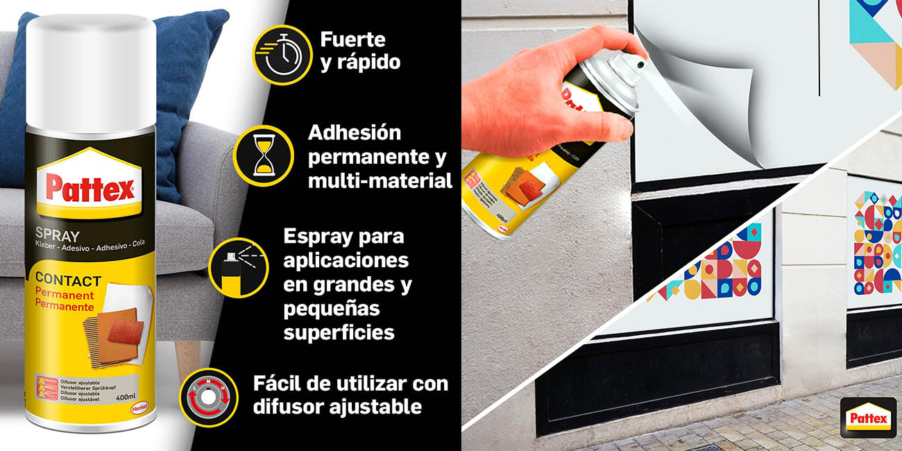 Pack x2 Cola de contacto permanente Pattex Contact Spray de 400 ml por solo 13,94€ (-47%) ¡6,97€ cada uno!
