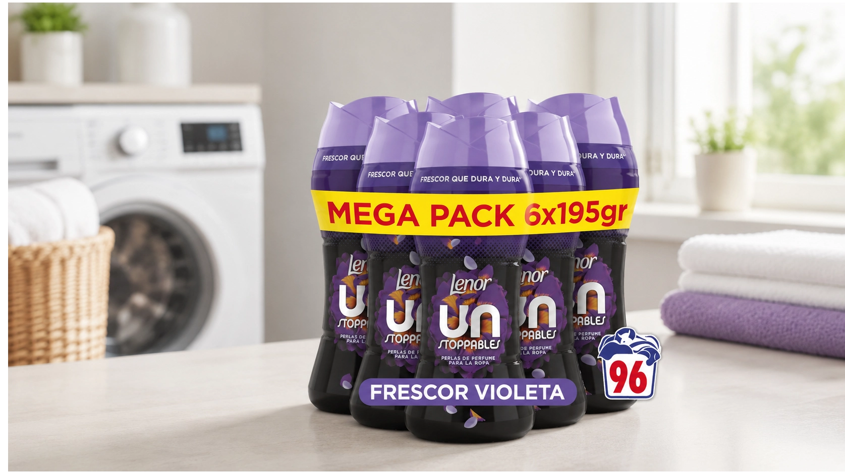 Pack x6 Lenor Unstoppables perlas de perfume Frescor Violeta de 195 g por sólo 18€ (-20%) ¡3€ cada uno!