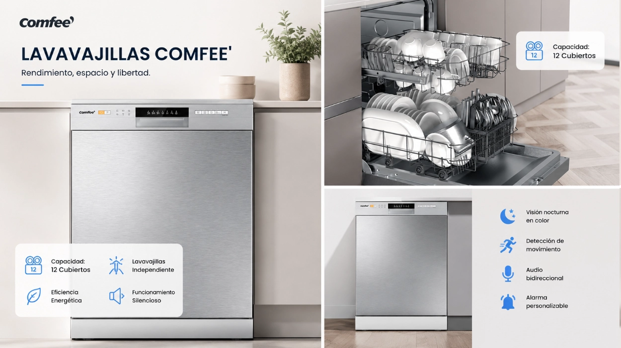 Lavavajillas Comfee de 12 cubiertos, media carga, acero inoxidable y lavado higiénico por sólo 264,99€ con envío gratis (-20%)