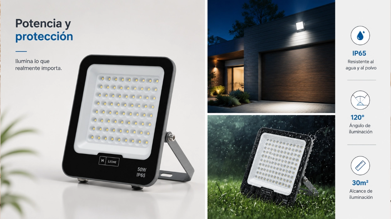 Máxima iluminación exterior con el foco LED Napoli Plus: 50W, 6.000 lm y protección IP65 por sólo 9,99€ (-17%)