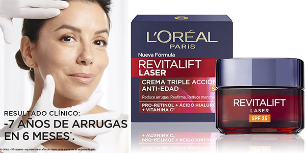 Chollo Crema hidratante L’Oréal Paris Revitalift Laser SPF 25 de 50 ml por sólo 9,31€ (-59%)