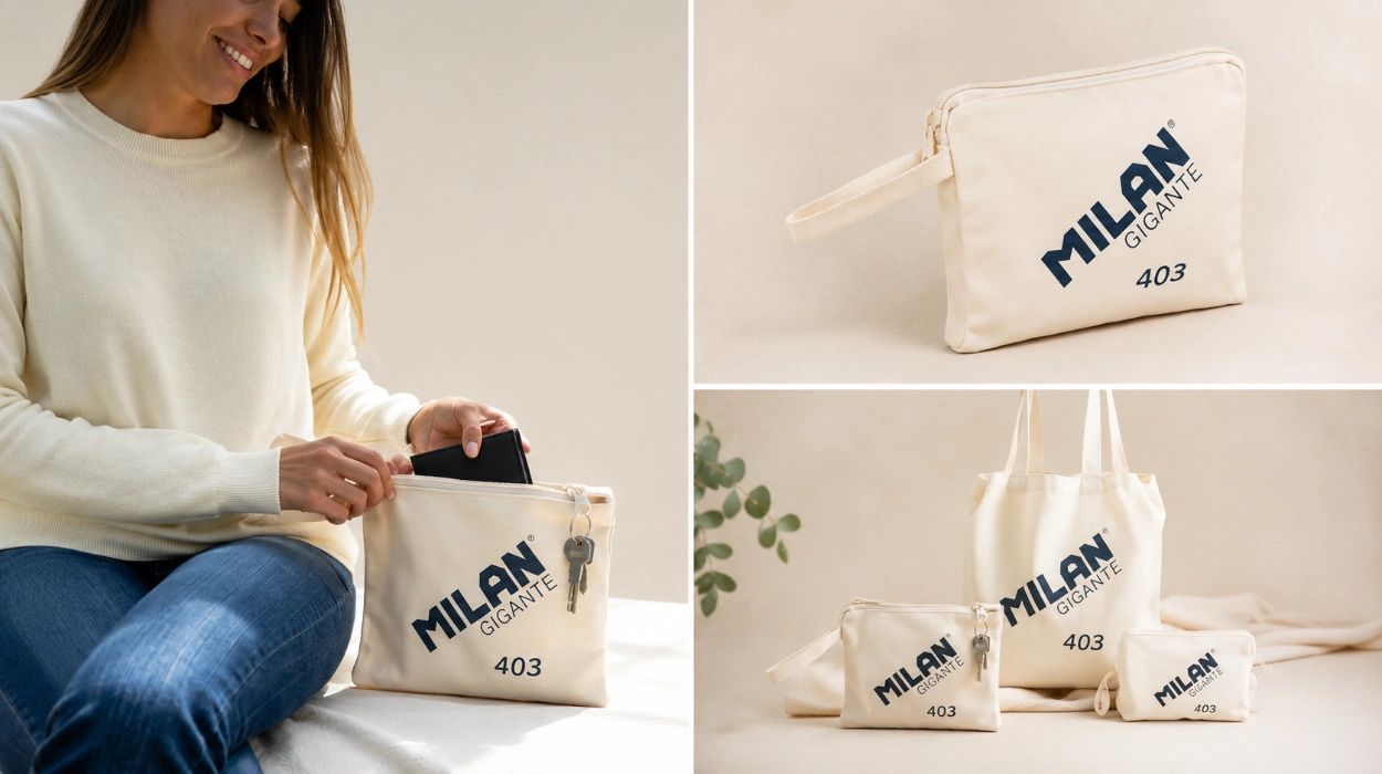 La clásica goma MILAN es ahora una bolsa de mano con cierre de cremallera: una opción práctica por menos de 6€
